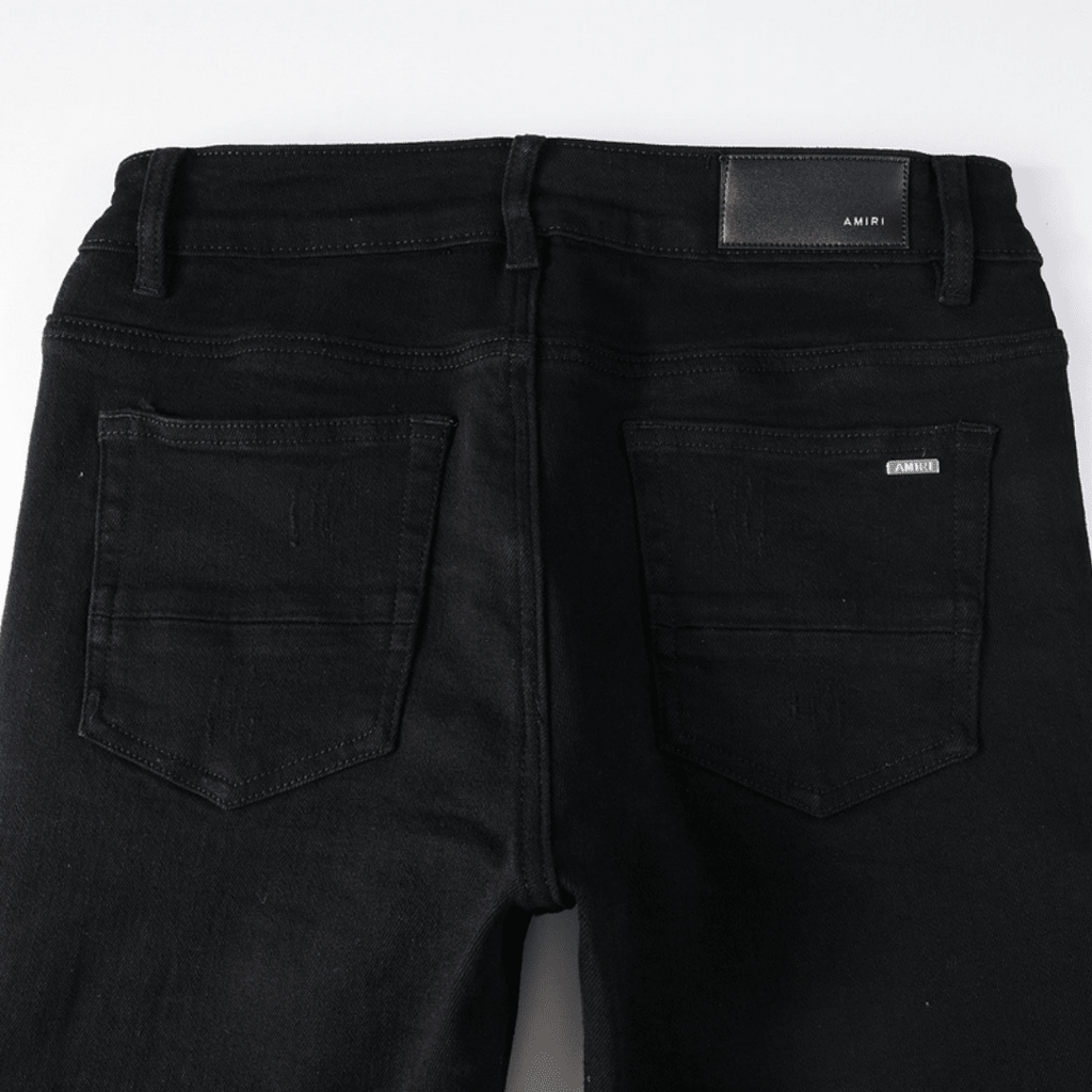 Amr Black Patch Ripped Jeans