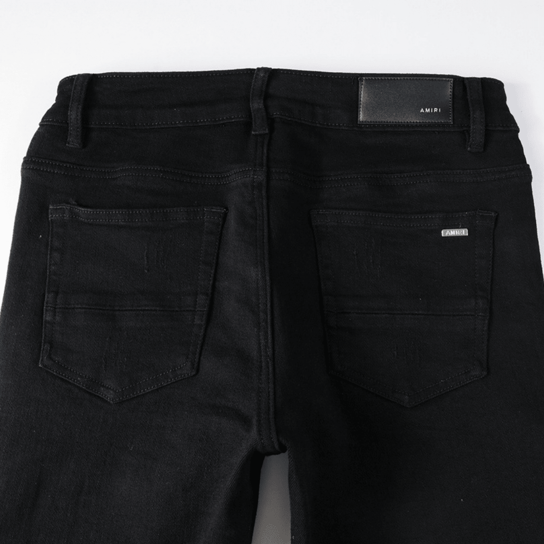 Amr Black Patch Ripped Jeans