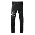 Amr Ripped White Logo Jeans