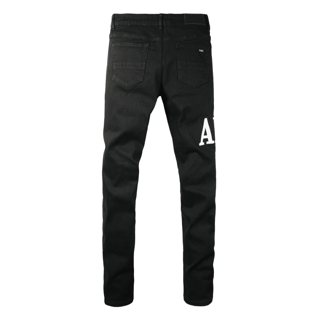 Amr Ripped White Logo Jeans