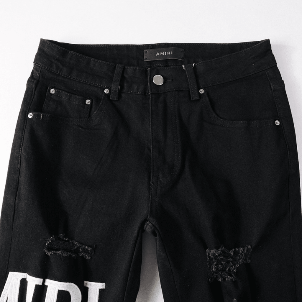Amr Ripped White Logo Jeans