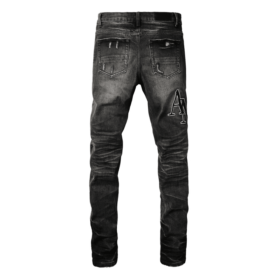 Amr Staggered Black Jeans