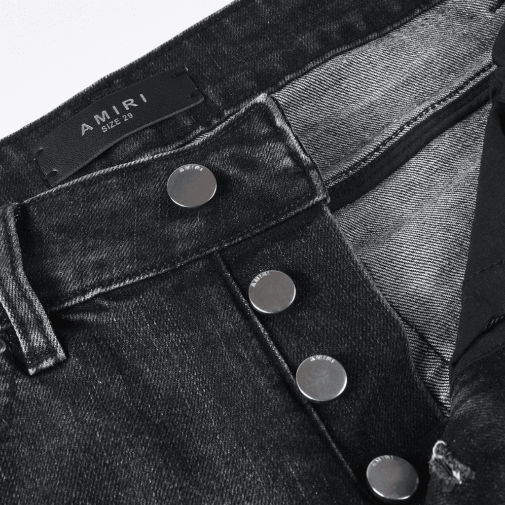 Amr Staggered Red Logo Jeans