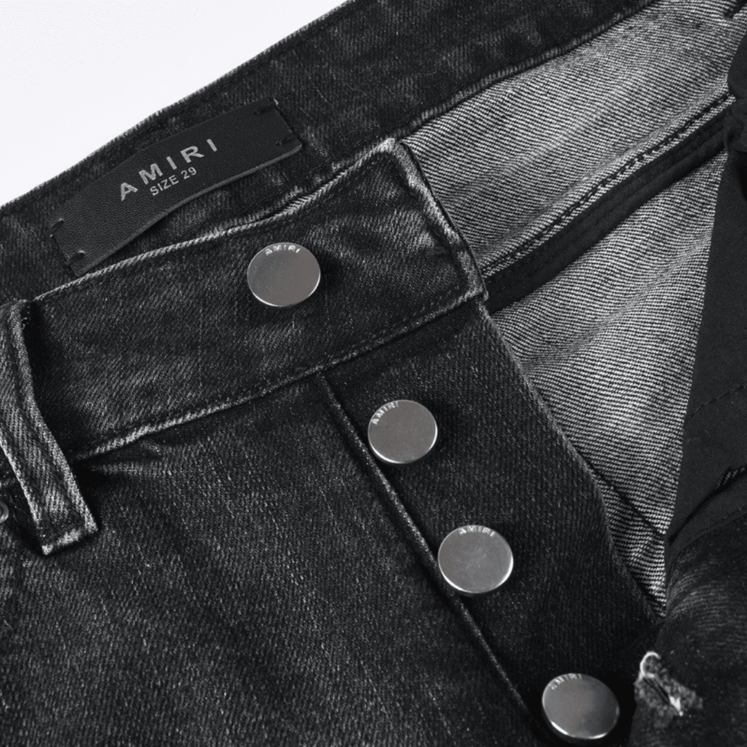 Amr Staggered Red Logo Jeans
