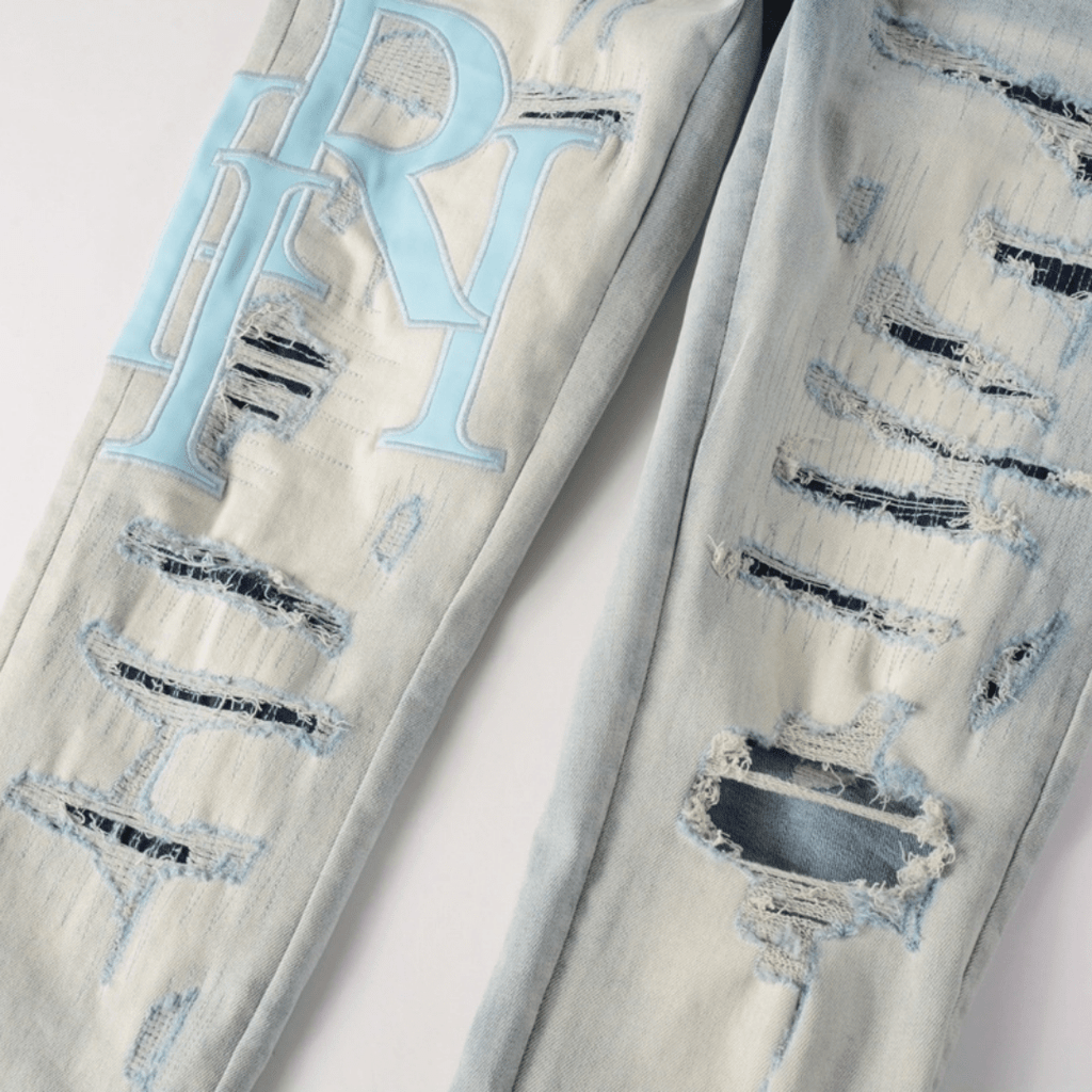 Amr Staggered Light Blue Jeans