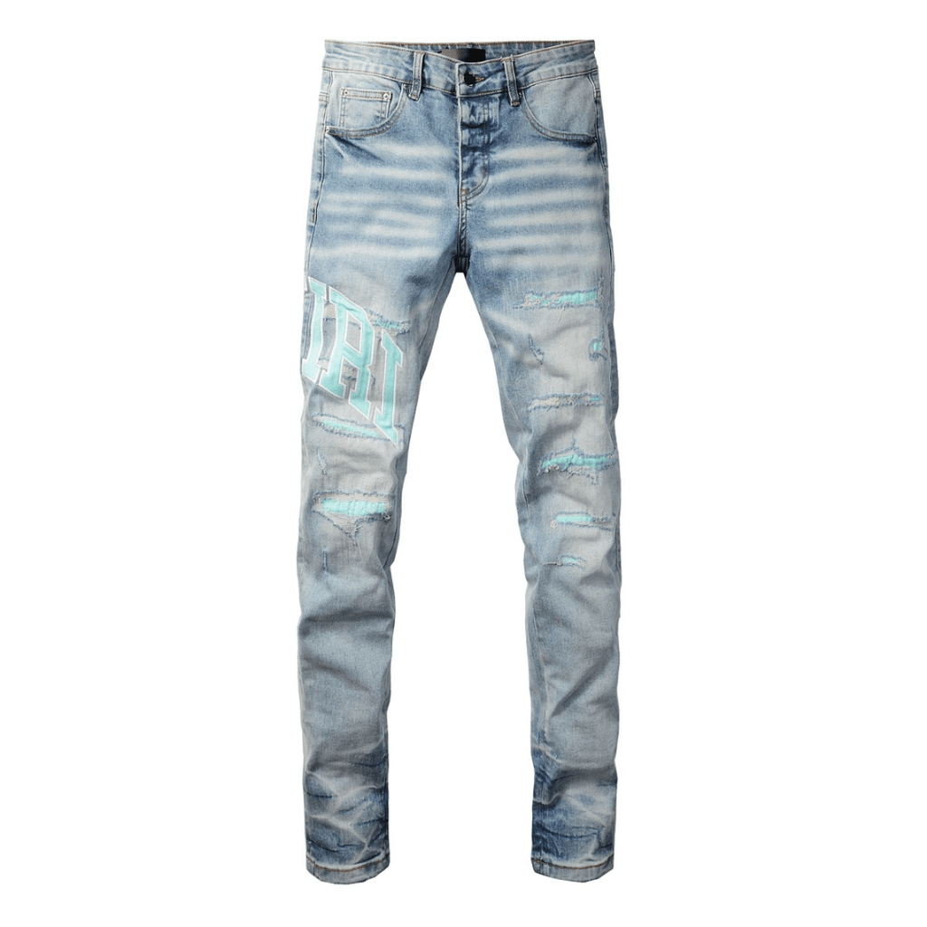 Amr Light Blue Patch Jeans
