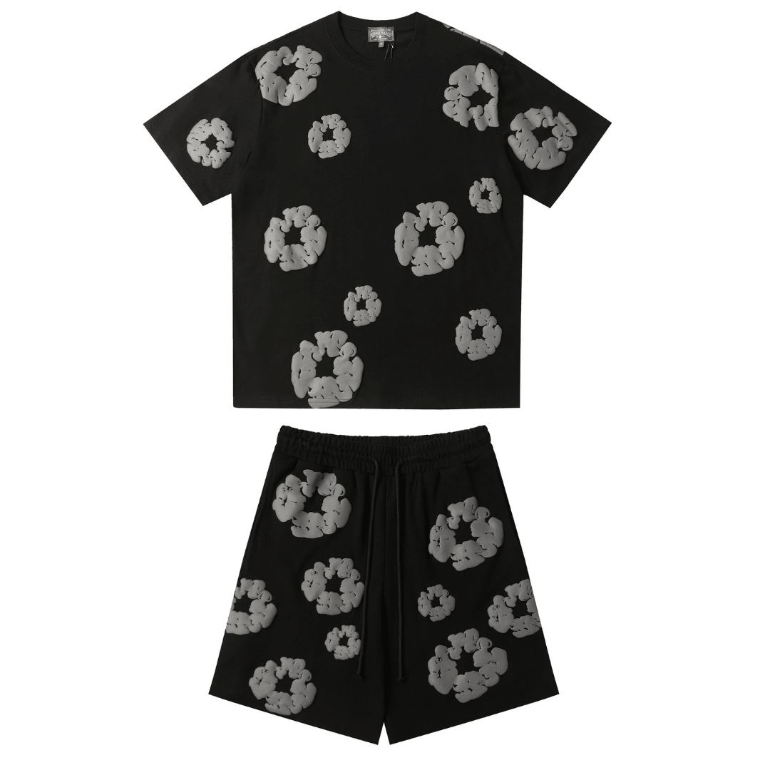 Denim Trs Black Grey Short set