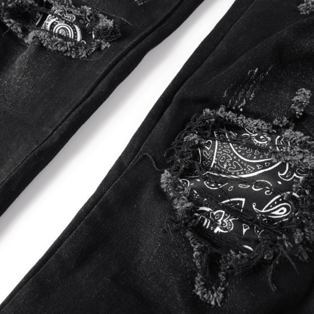 Amr Black Bandana Camo Jeans