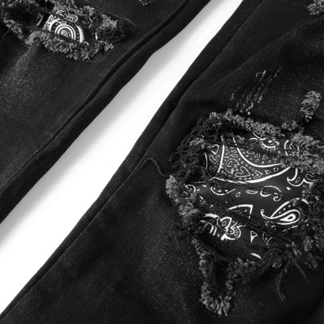 Amr Black Bandana Camo Jeans