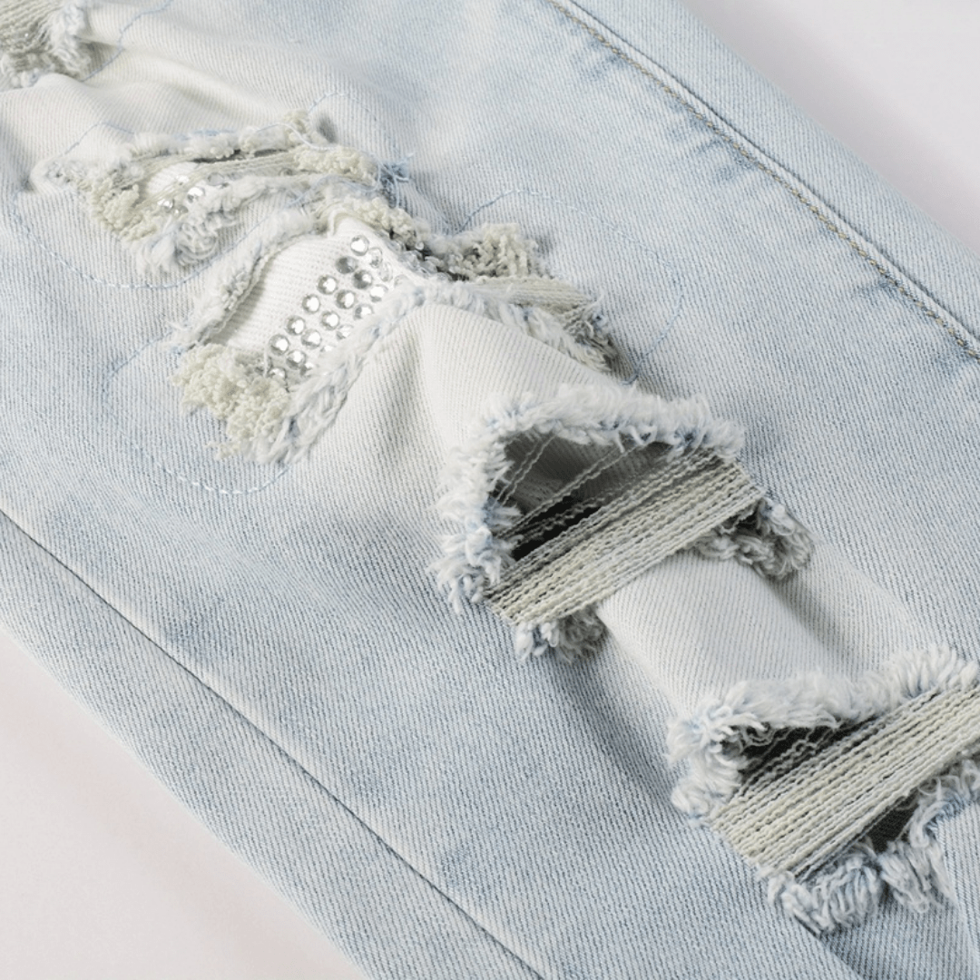 Amr Ripped Light Blue Diamonds Jeans