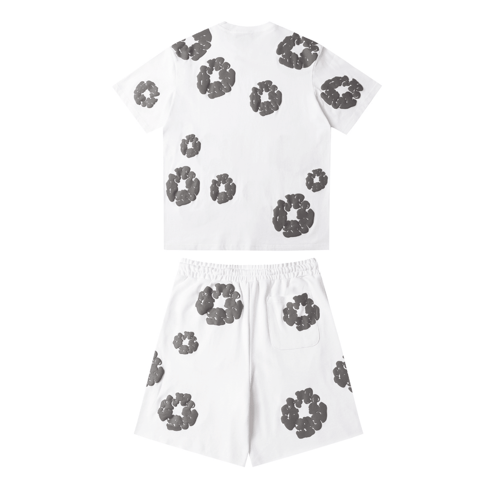 Denim Trs White Grey Short set