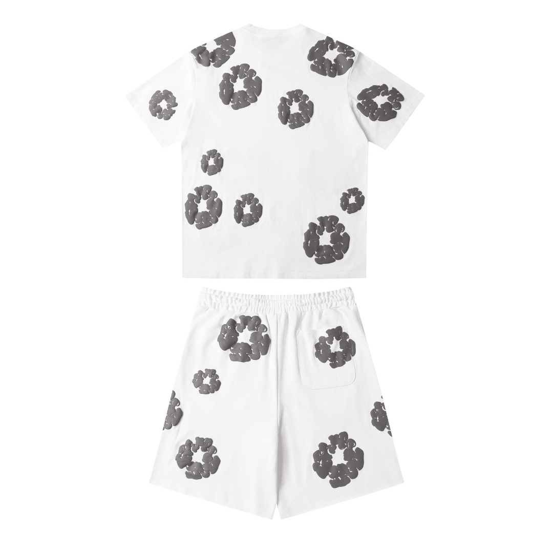 Denim Trs White Grey Short set