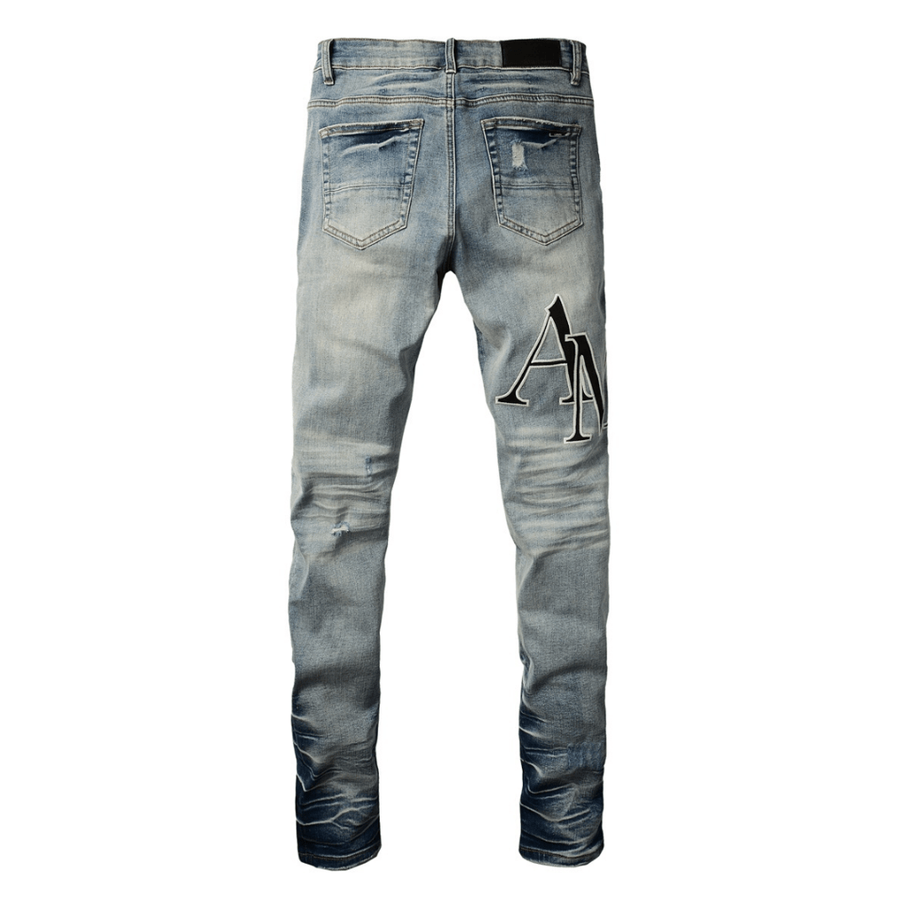 Amr Staggered Blue Jeans