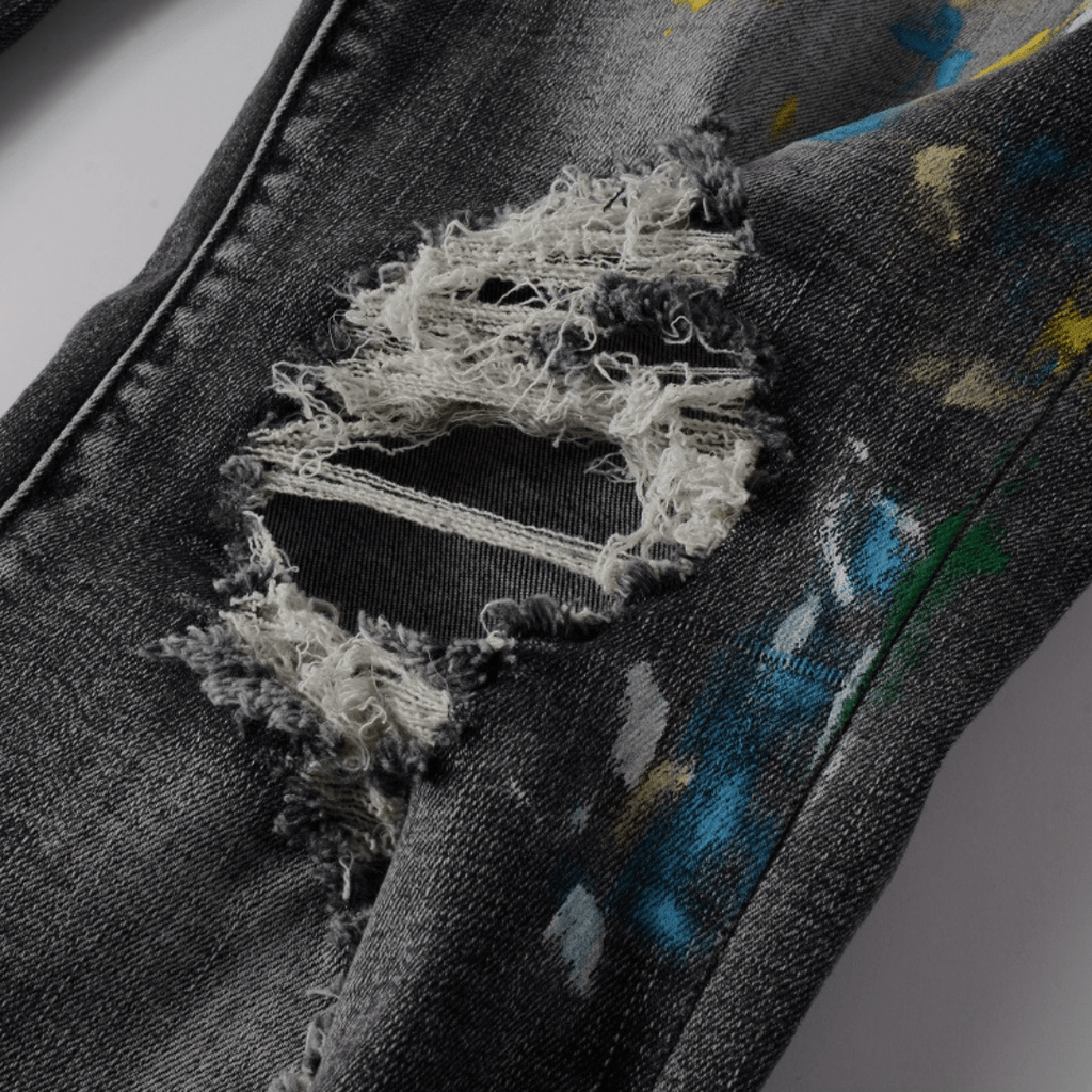 Amr Distressed Paint Jeans