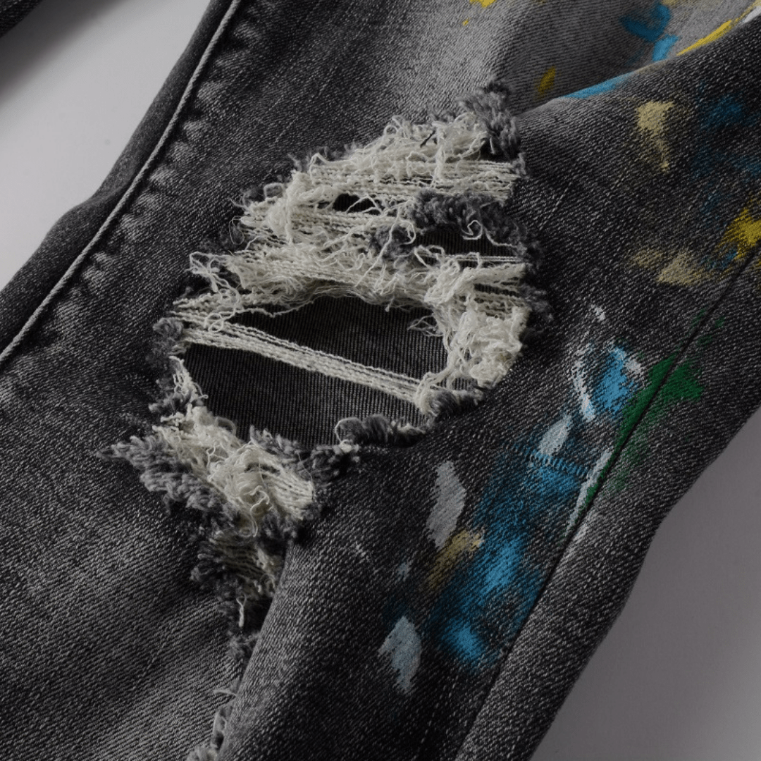 Amr Distressed Paint Jeans