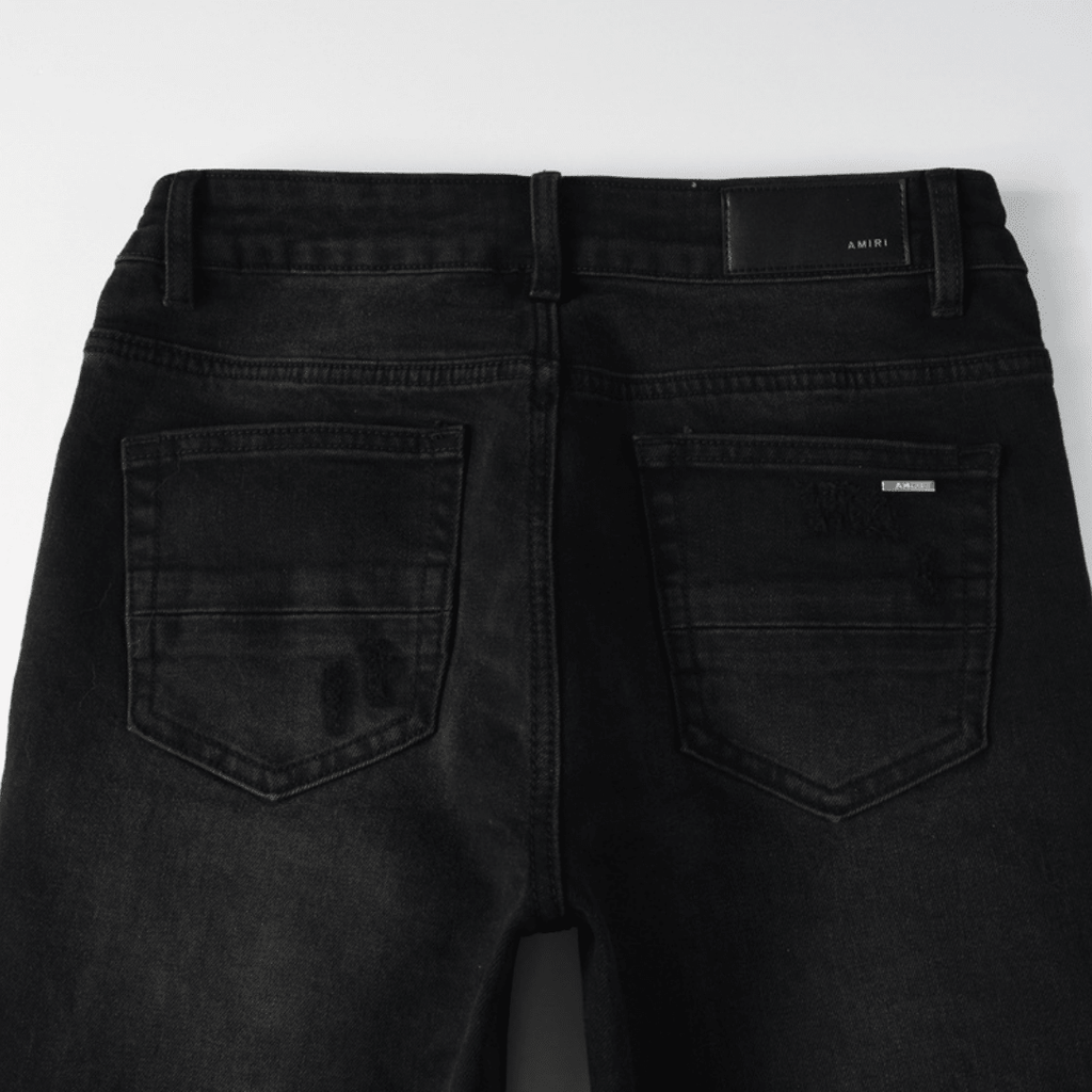 Amr Blue Ripped Patch Jeans