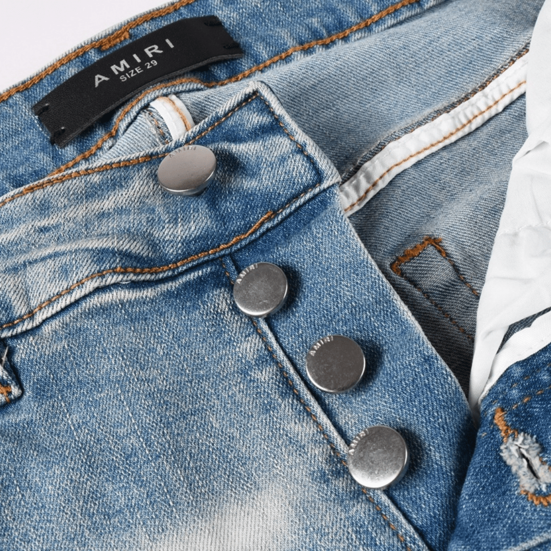 Amr Red Patch Ripped Jeans