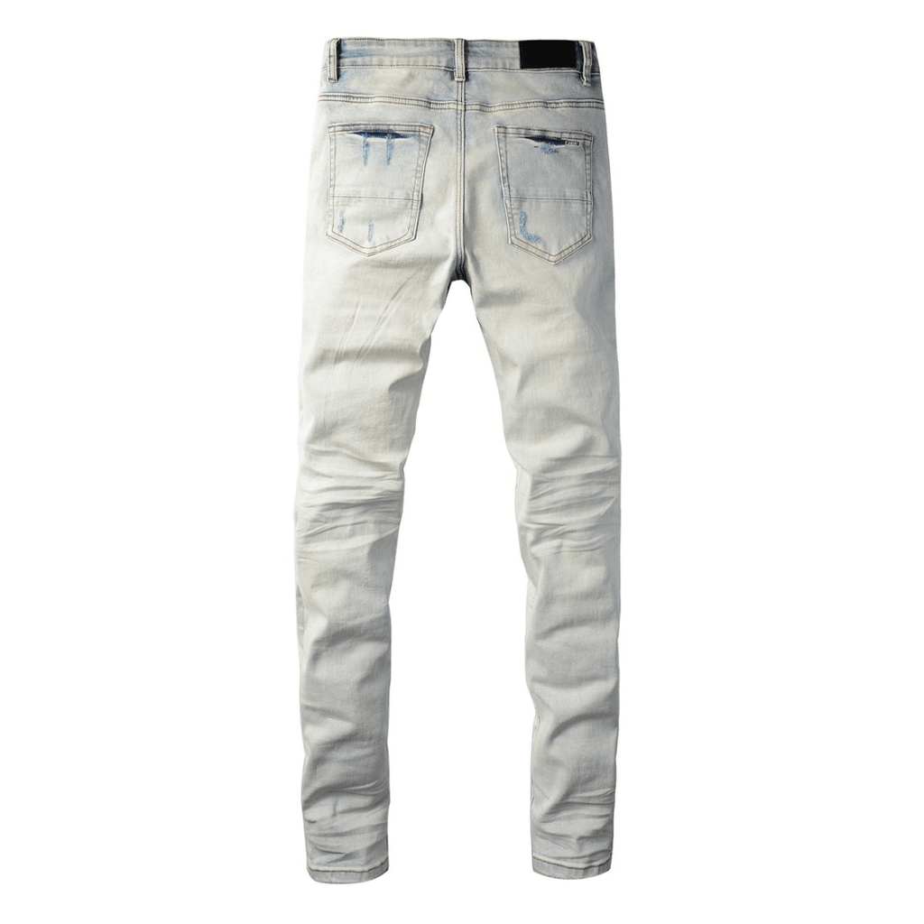 Amr Red Patch Distressed Jeans
