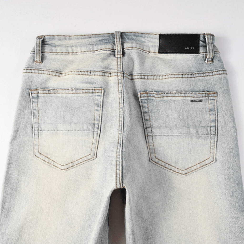 Amr Red Patch Ripped Jeans