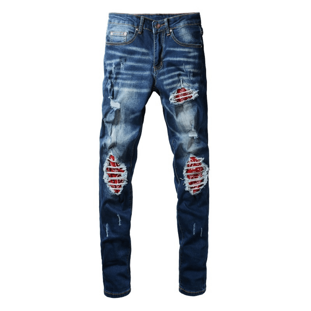 Amr Red Bandana Jeans