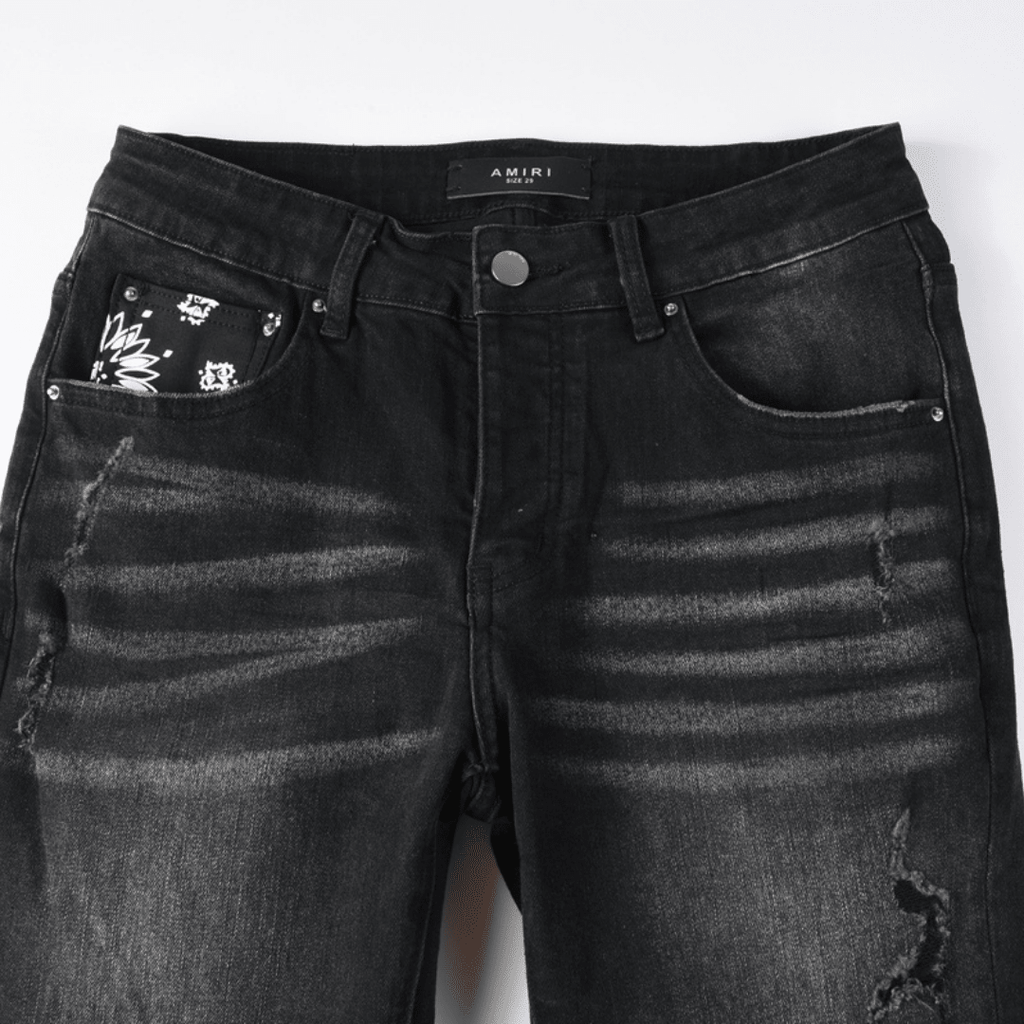 Amr Bandana Black Ripped Jeans