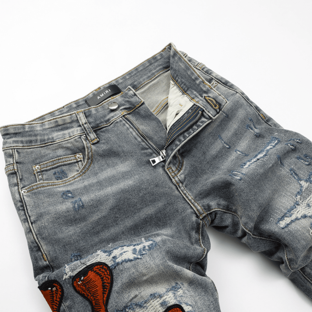 Amr Red Snake Grey Jeans