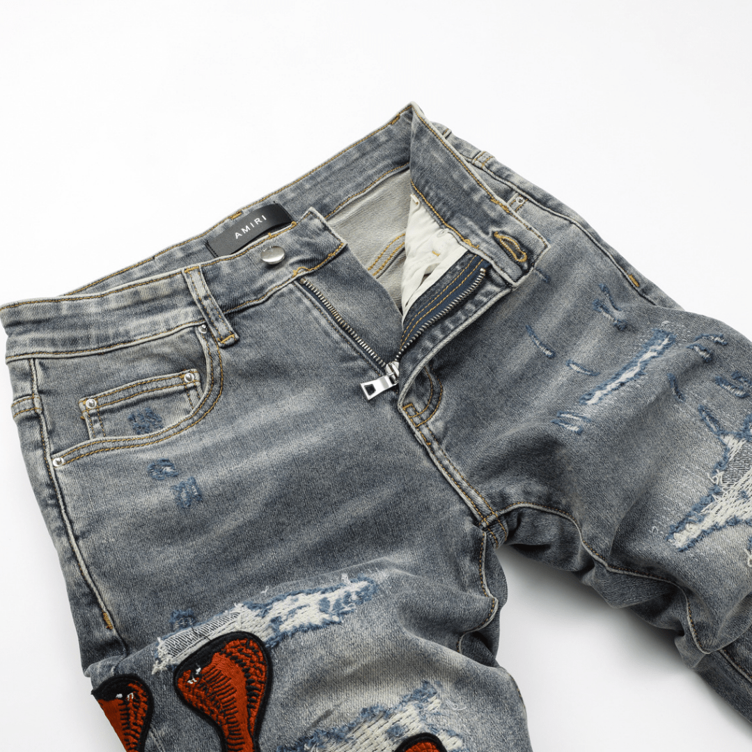 Amr Red Snake Grey Jeans