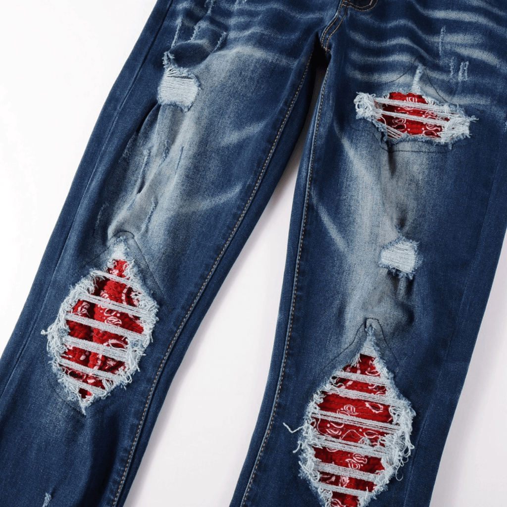 Amr Red Bandana Jeans