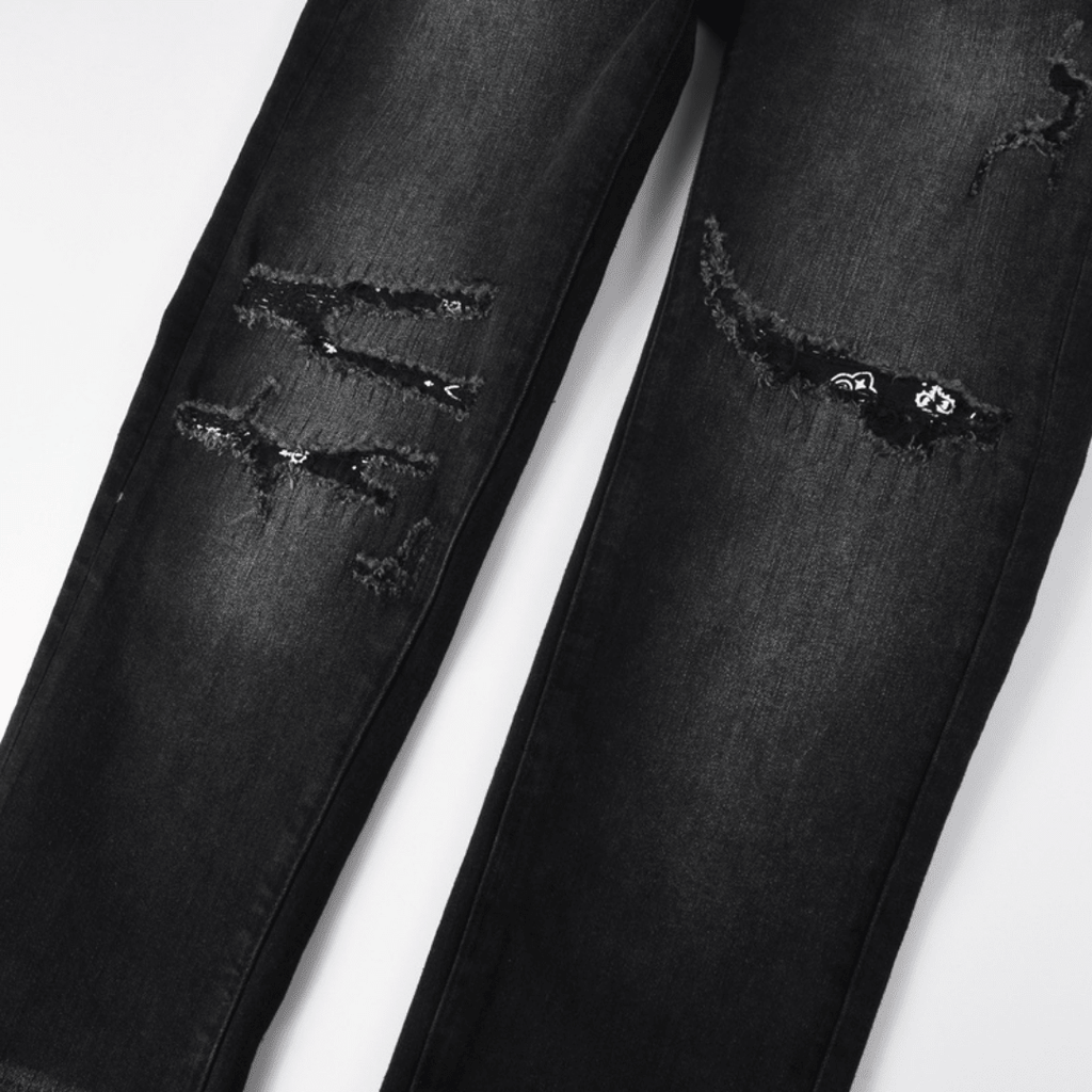 Amr Bandana Black Ripped Jeans