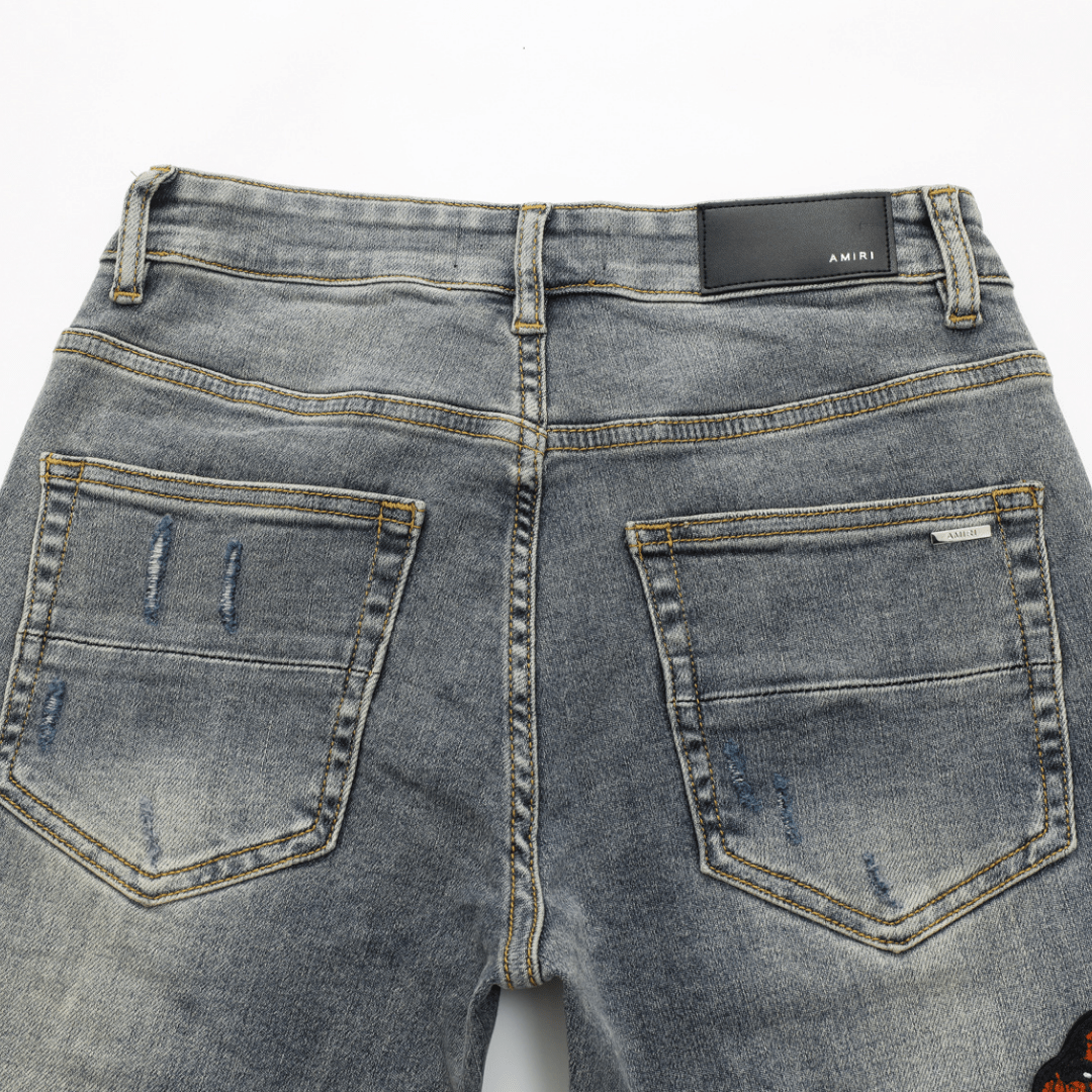 Amr Red Snake Grey Jeans