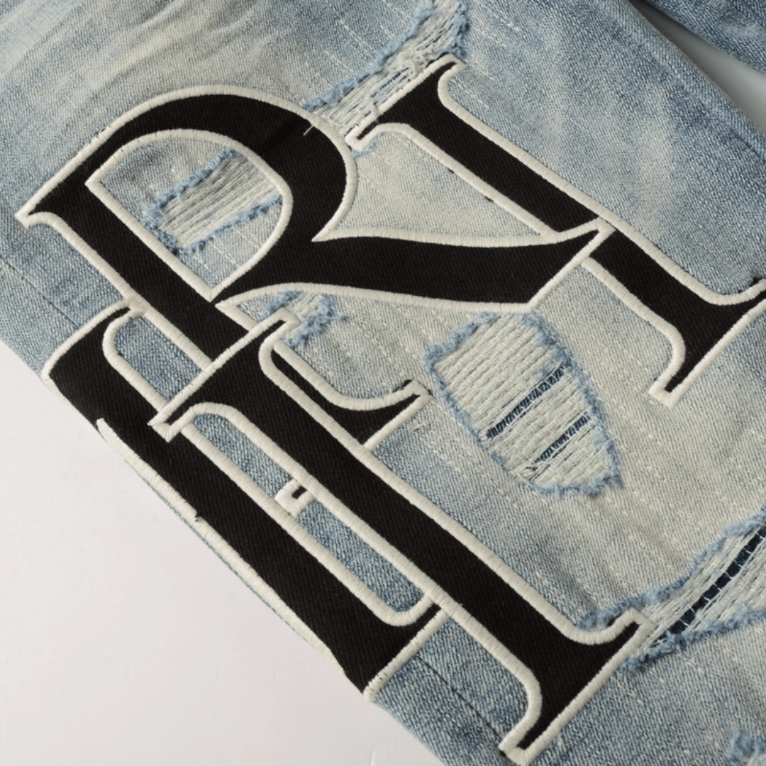 Amr Staggered Blue Jeans