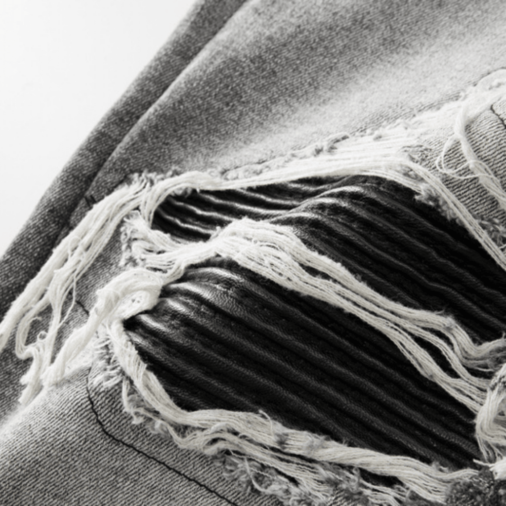 Amr Patch Ripped Grey Jeans