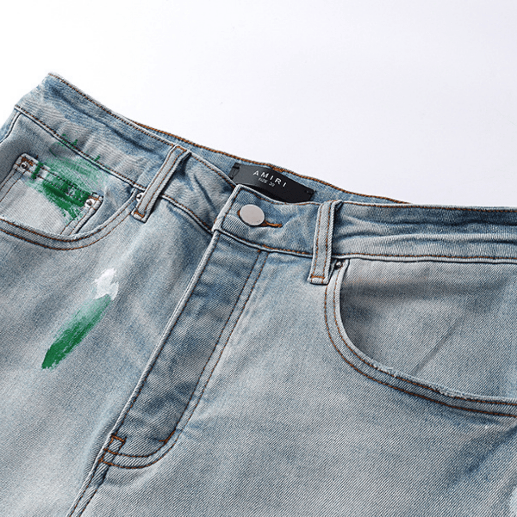 Amr Staggered Blue Jeans