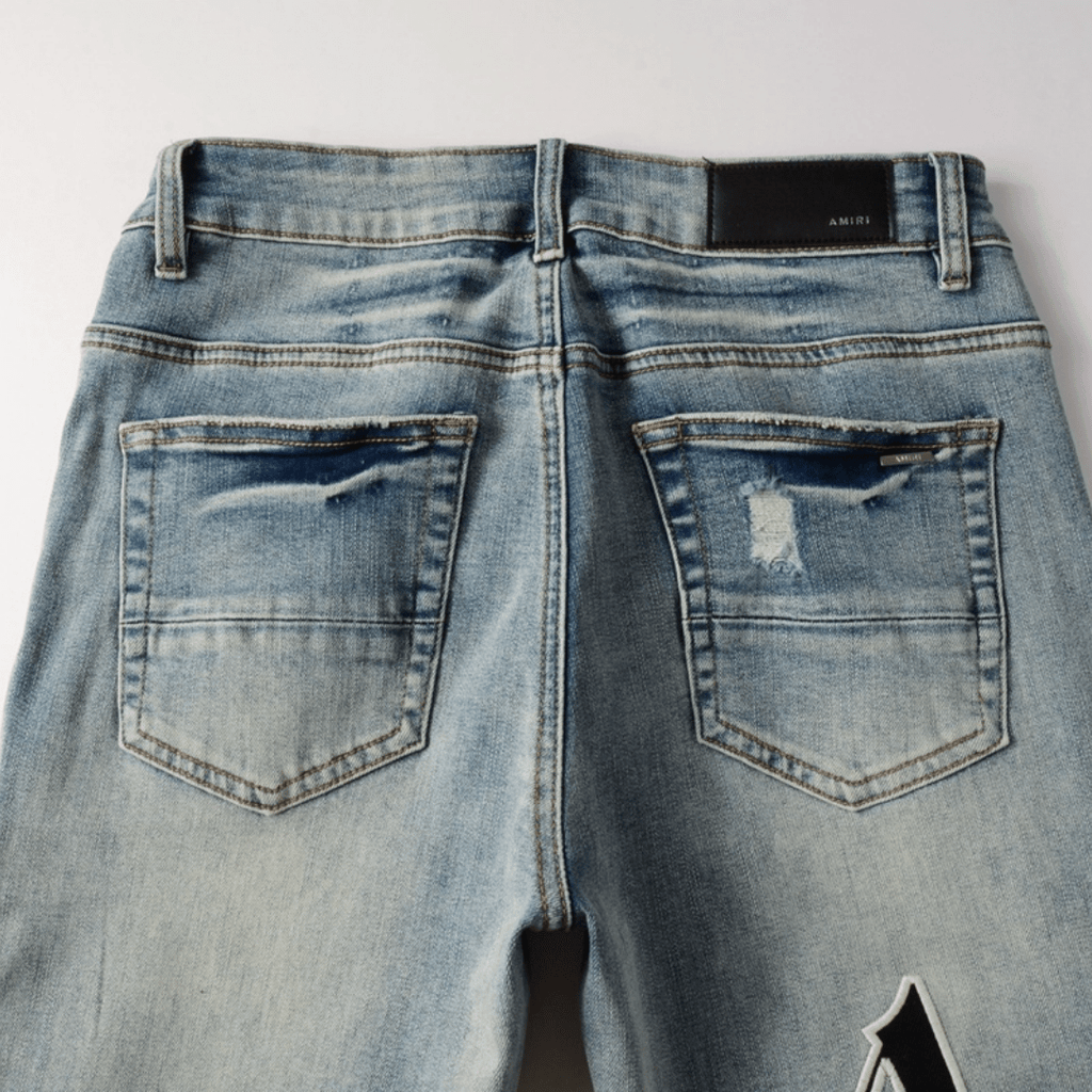 Amr Staggered Blue Jeans