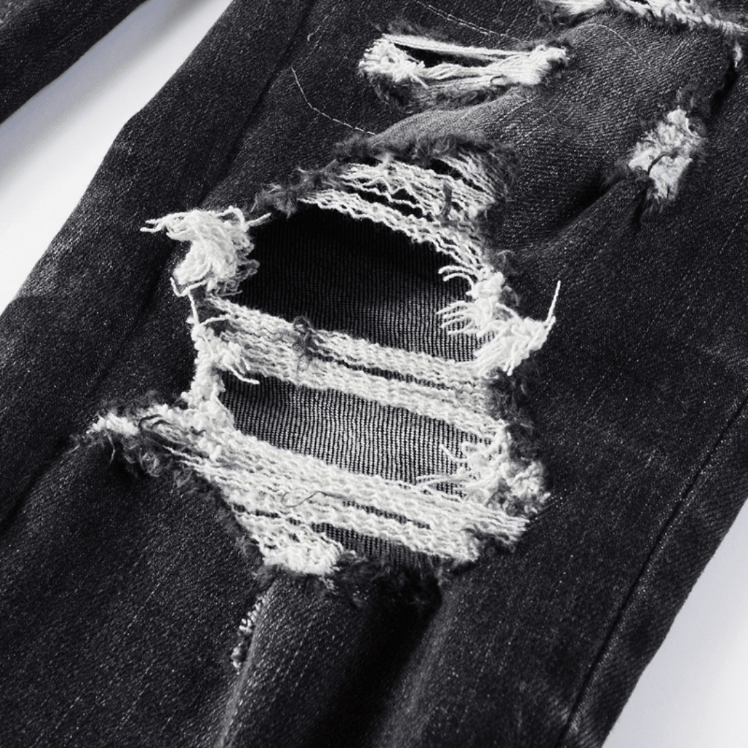 Amr Staggered Logo Black Jeans