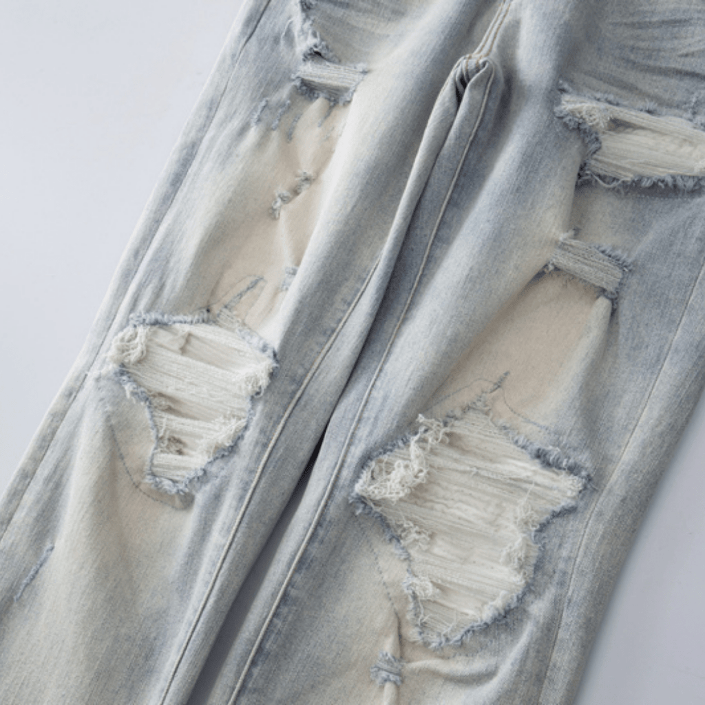 Amr Patch Ripped Blue Jeans