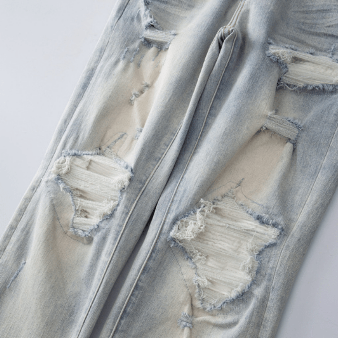 Amr Patch Ripped Blue Jeans