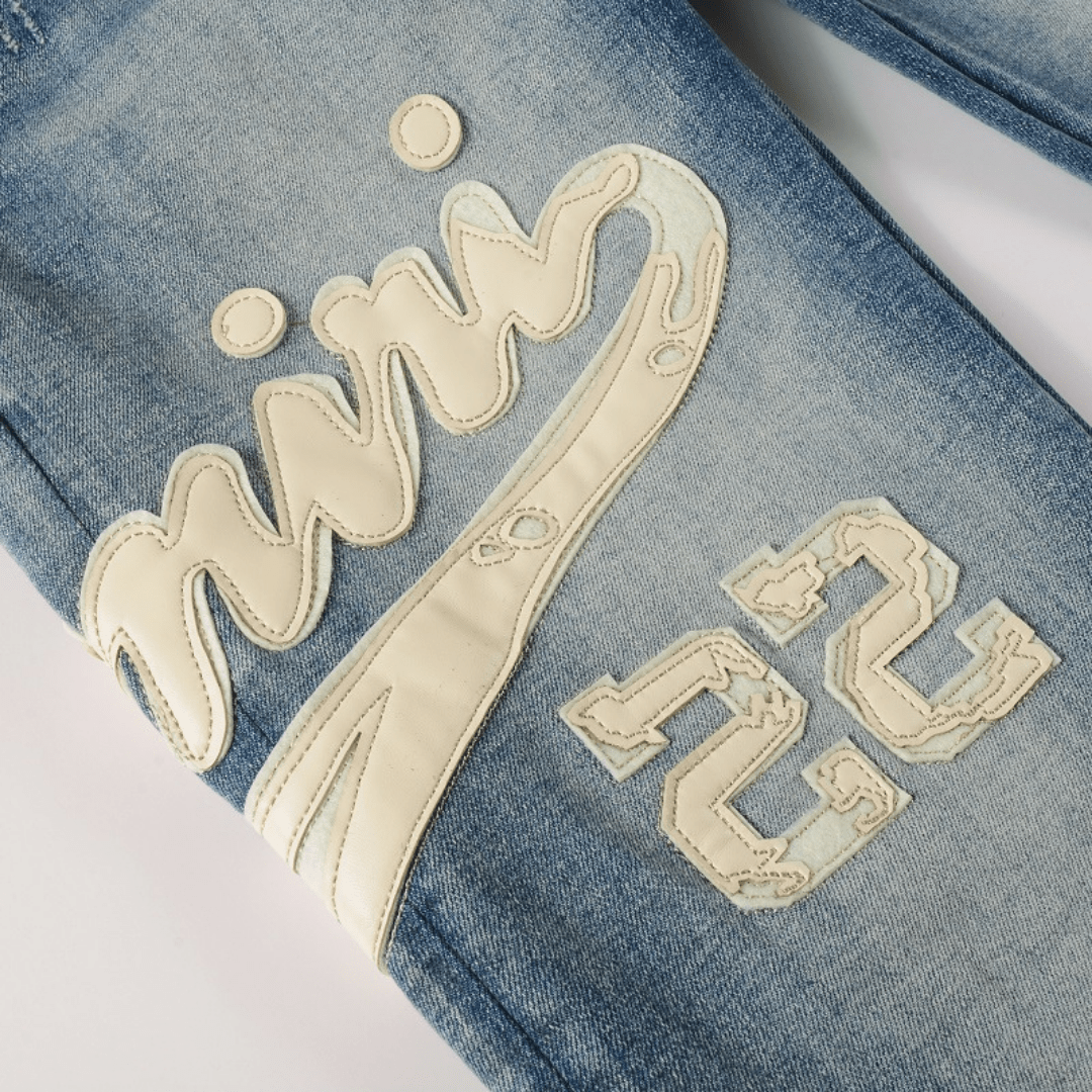 Amr White Logo Jeans