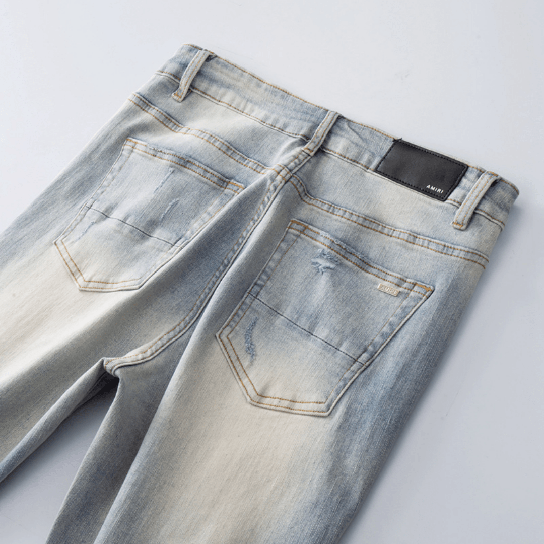 Amr Patch Ripped Blue Jeans