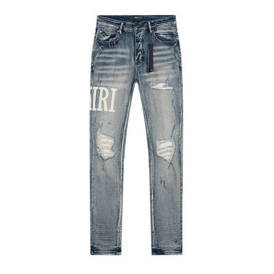 Amr White Logo Jeans
