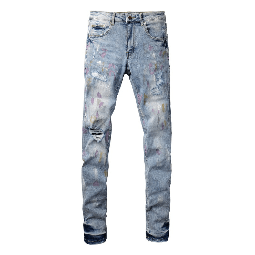 Amr Paint Splatter Blue Jeans