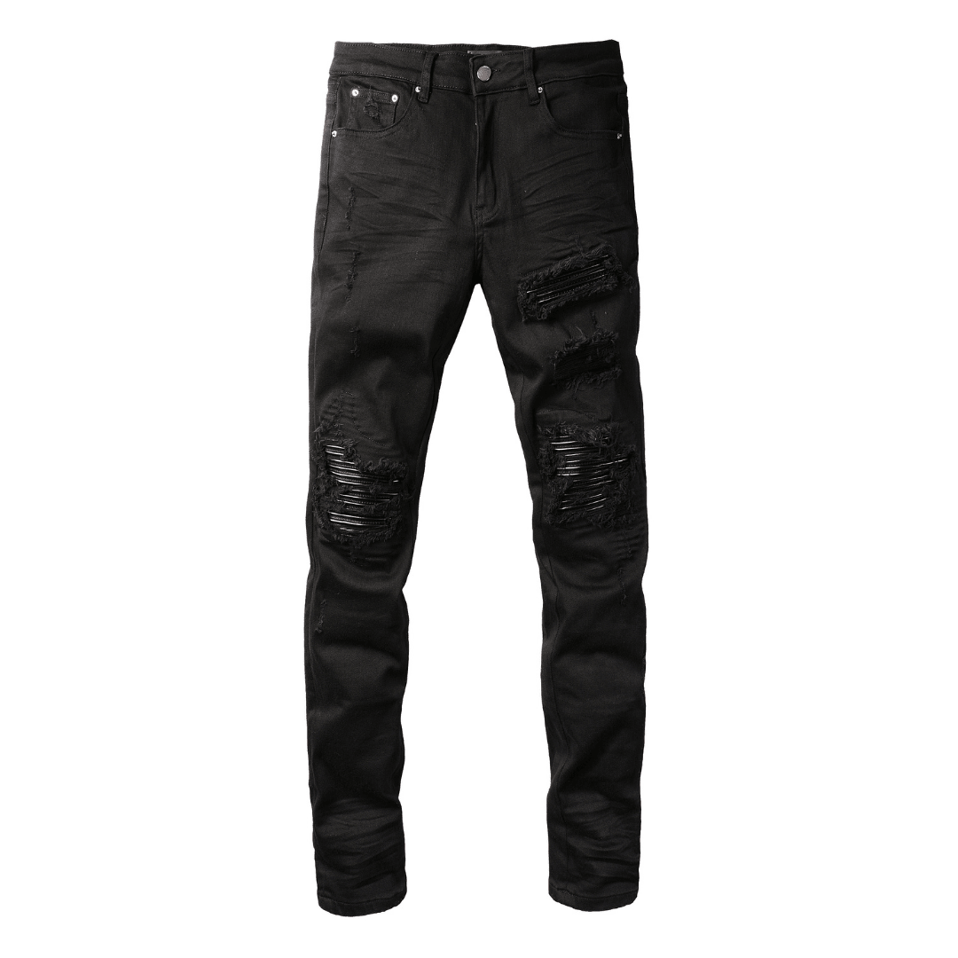 Amr Black Patch Jeans