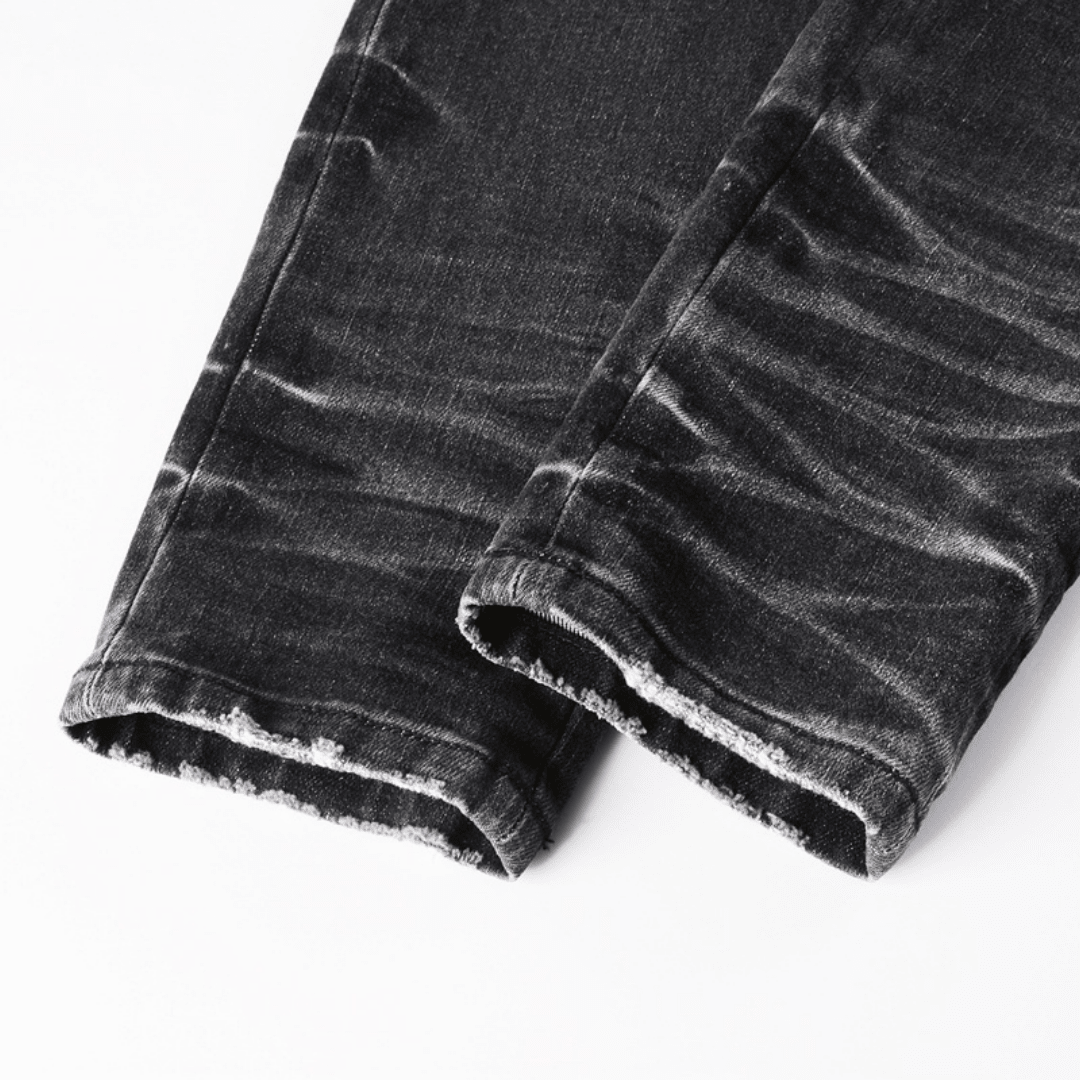 Amr Staggered Logo Black Jeans
