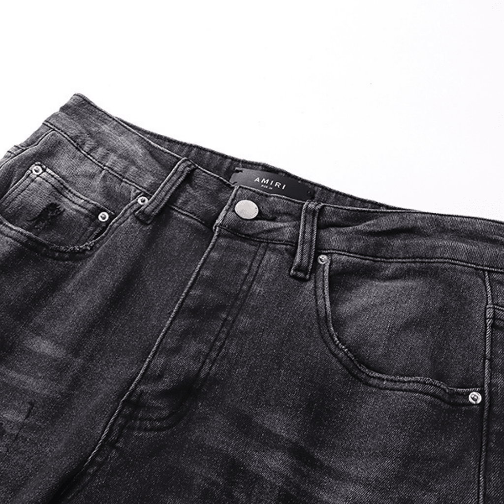 Amr Grey Staggered Logo Jeans