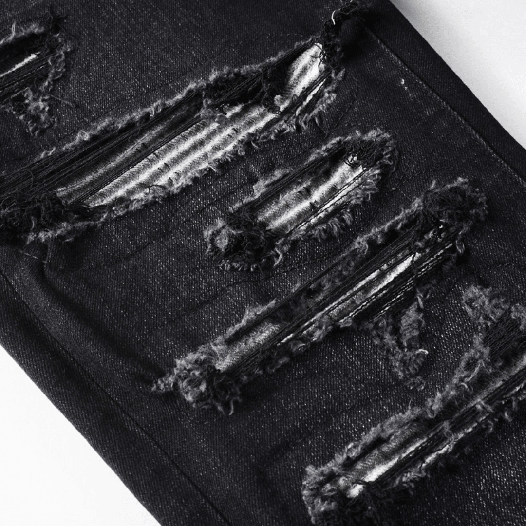 Amr Ripped Patch Black Jeans