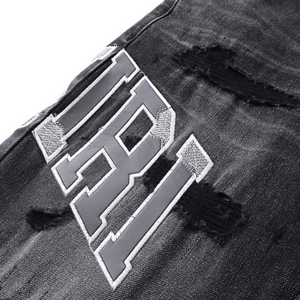 Amr Grey Staggered Logo Jeans
