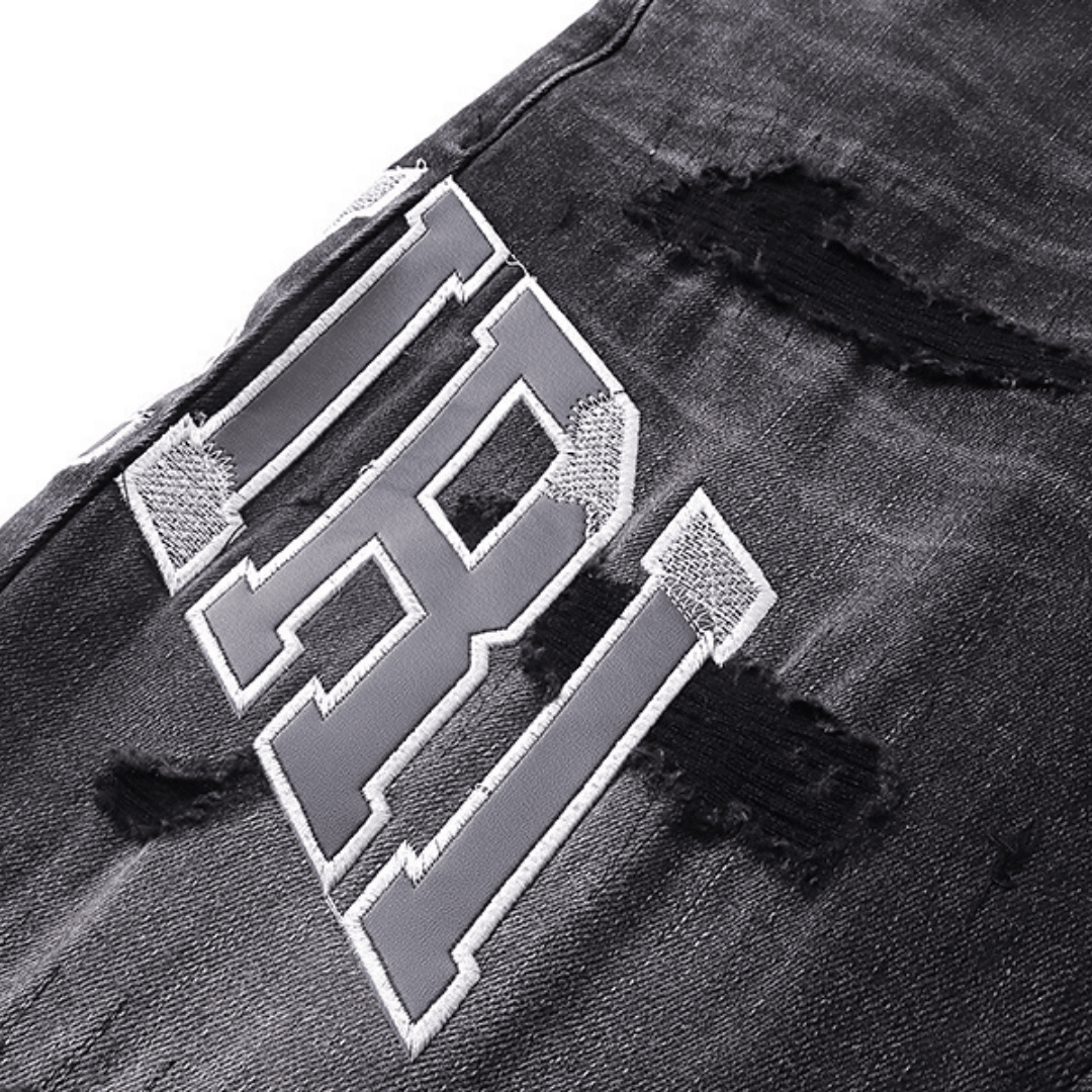 Amr Grey Staggered Logo Jeans