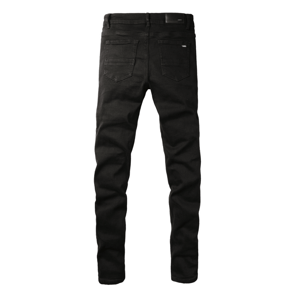 Amr Black Patch Ripped Jeans