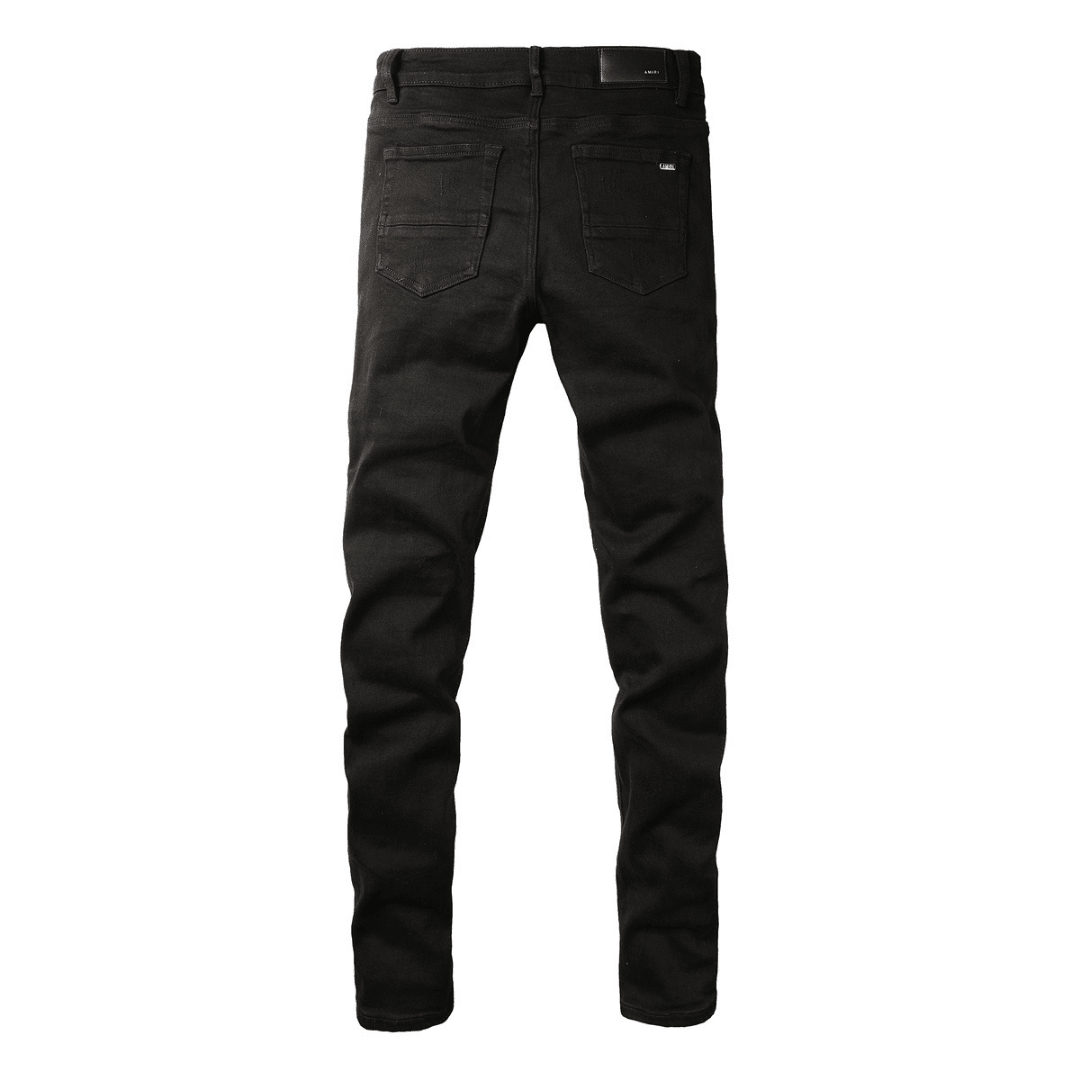 Amr Black Patch Ripped Jeans
