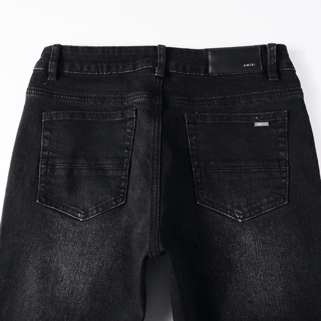 Amr Ripped Patch Black Jeans